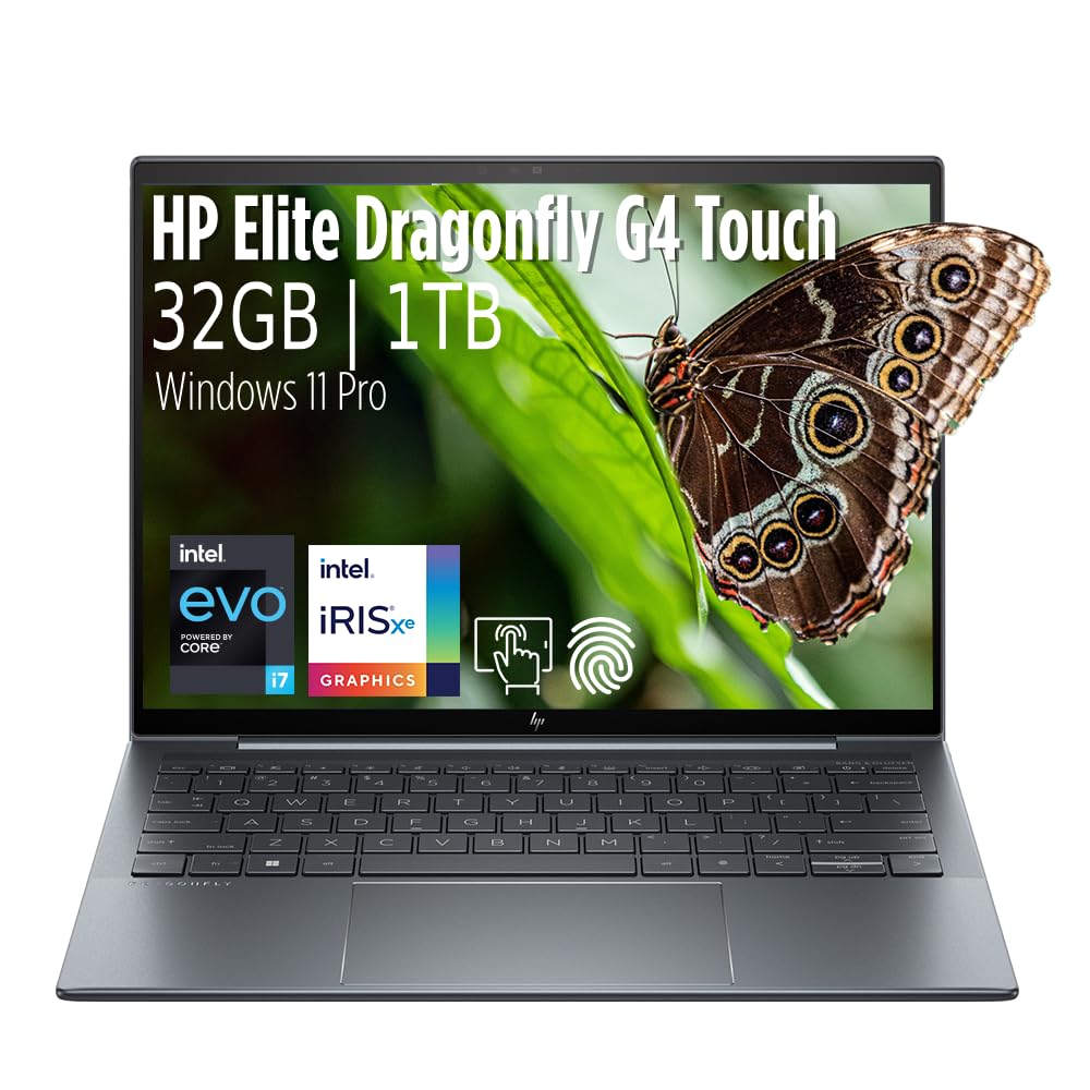 HP Elite Dragonfly G4 13.5" WUXGA+ Notebook Intel Core i7-1355U vPro (10 Core) 32GB LPDDR5 Memory - 1TB SSD - Backlit KB, Fingerprint, 65W Charging Wolf Security, Windows 11 Pro w/Deskpad