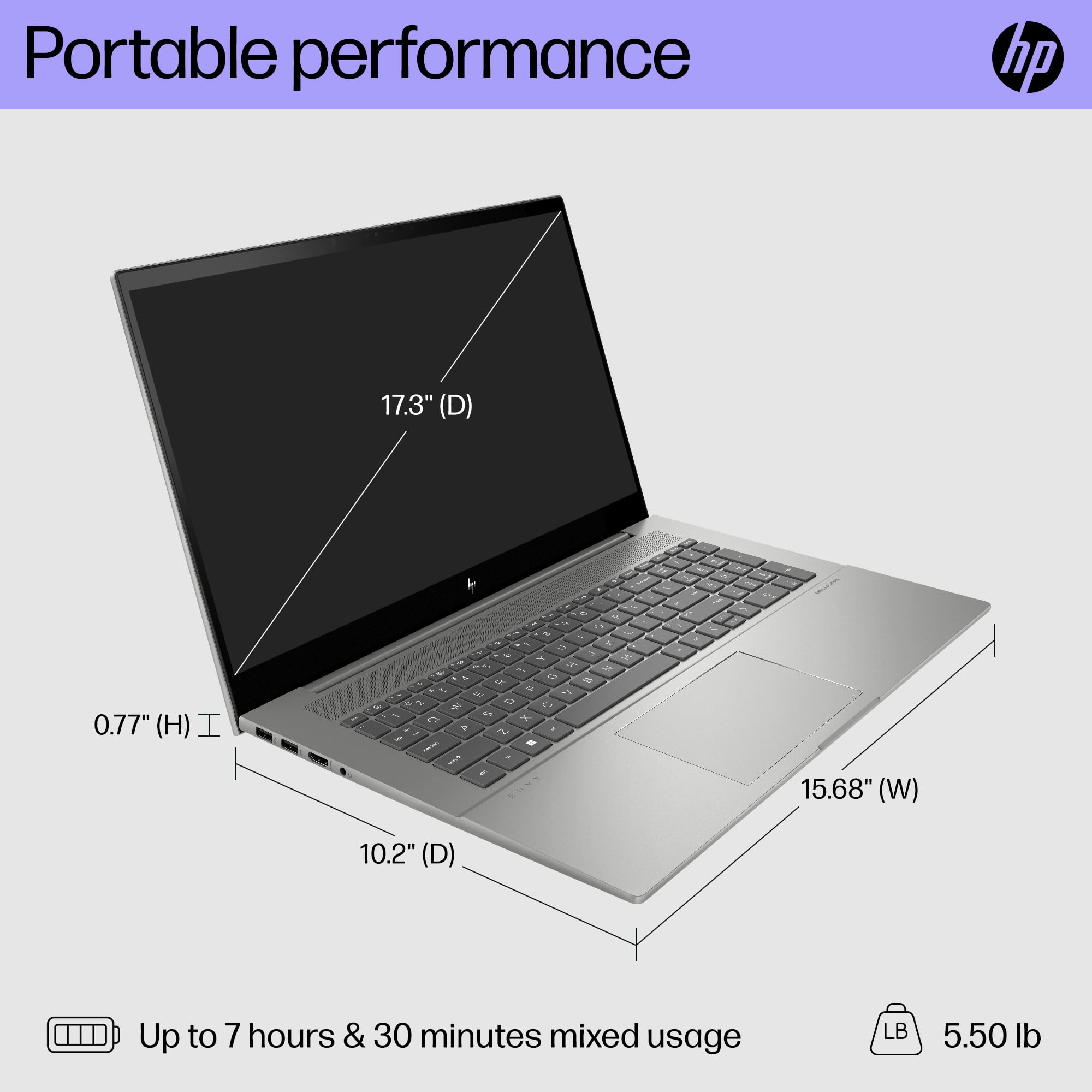 HP Envy 17 inch Laptop, FHD Touch Display, 13th Generation Intel Core i7-13700H, 16GB RAM, 1 TB SSD, Intel Iris Xe Graphics, Windows 11 Home