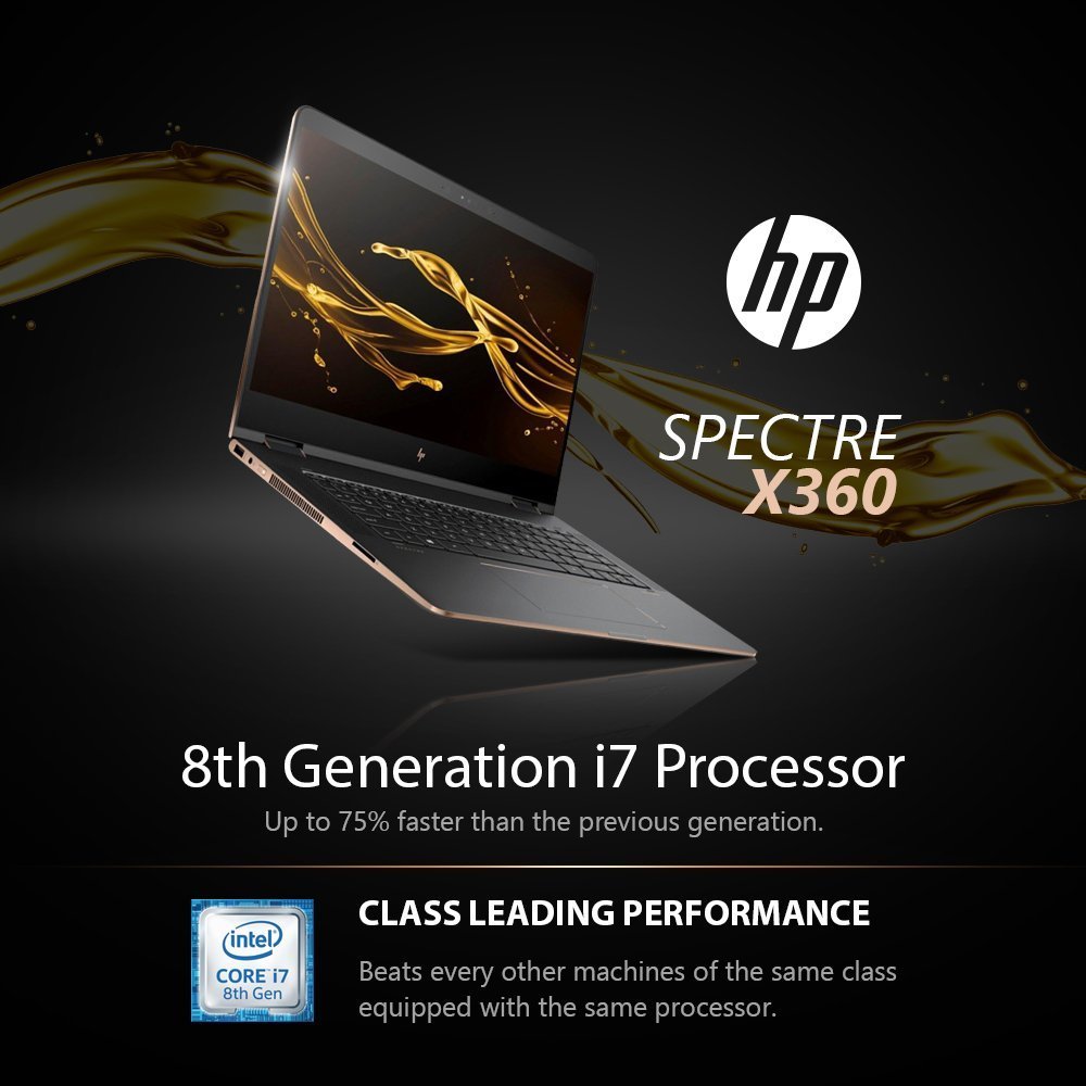 HP Spectre x360 2-in-1 15.6" 4K Ultra HD TouchScreen Laptop (8th Gen Intel Ice Lake i7-8550U 16GB Ram 512GB SSD NVIDIA MX150 Thunderbolt Win 10 Dark Ash Silver)