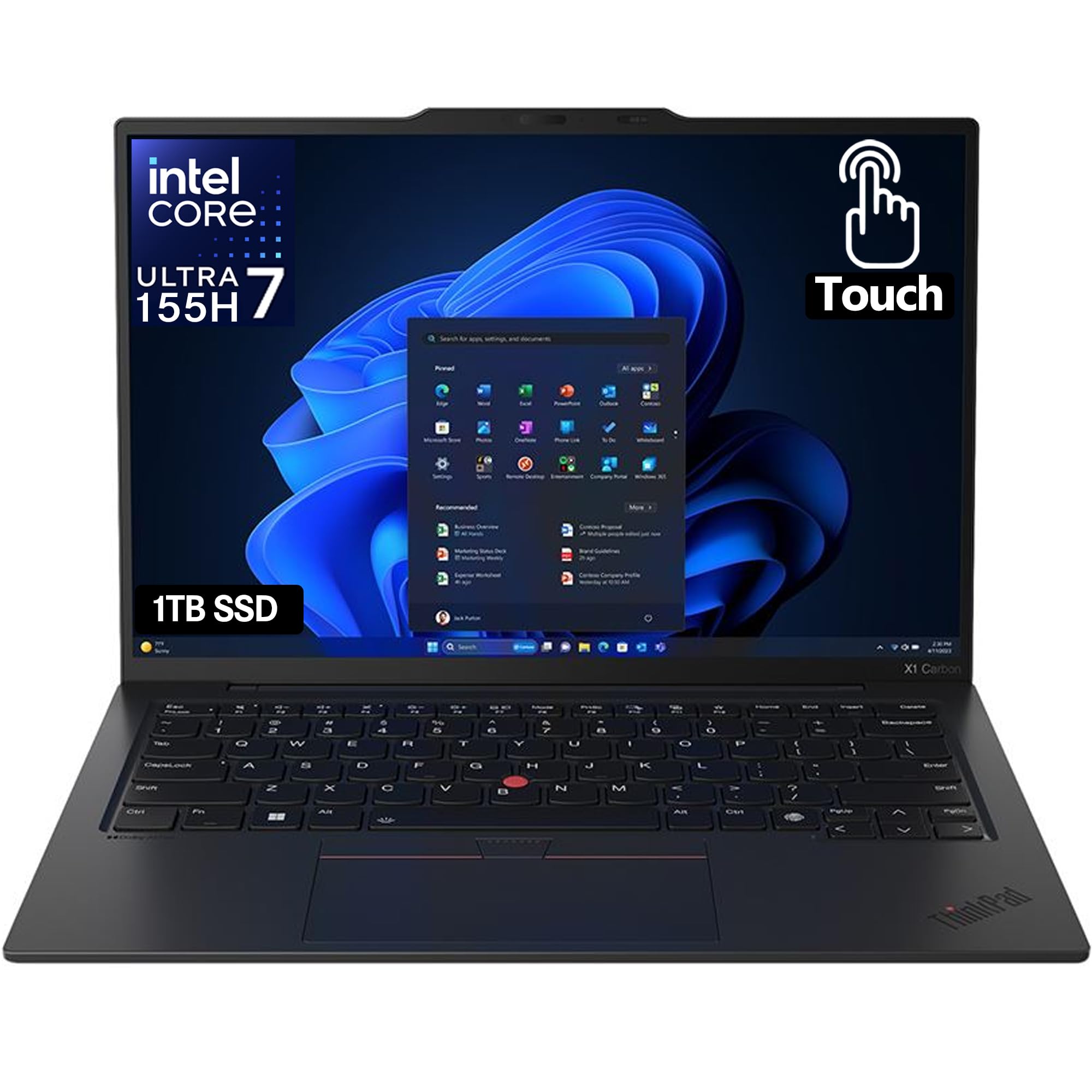 Lenovo ThinkPad X1 Carbon Gen 12 Laptop with Intel Ultra 7 Processor, 14" , DDR5 RAMPerformance SSD, FHD+ IR+ RGB Camera, and Windows 11 Pro