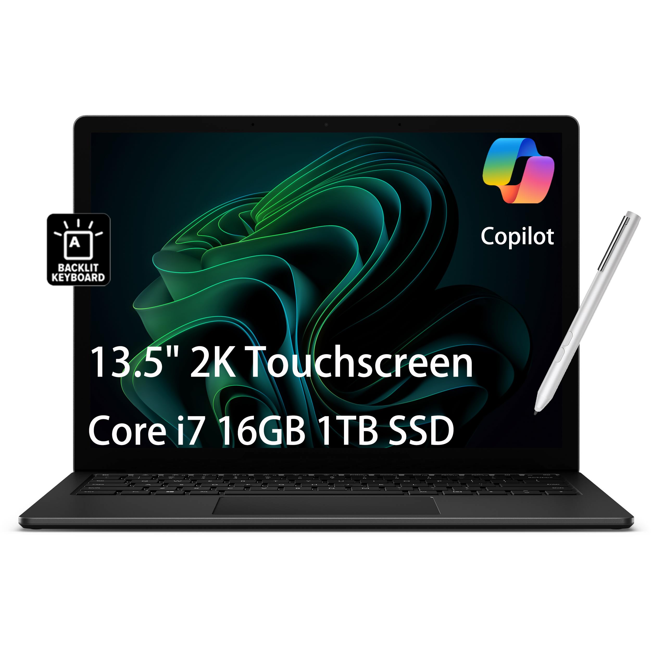 Microsoft Surface Laptop 5 Laptop (13.5" 2K Touchscreen, Intel 10-Core i7-1265U, 16GB LPDDR5X, 1TB SSD), IST Active Pen, 18-Hr Battery Life, Backlit, Wi-Fi 6, Webcam, Win 11 Pro w/AI Copilot, Black